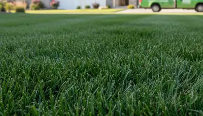 Close-up of freshly mowed grass showing uniform cuts and healthy green blades by Reno NV lawn care experts