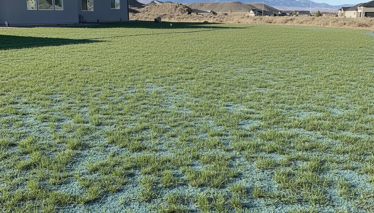 Healthy grass seedlings establishing after hydroseeding in Reno, NV by Chop Chop Landscaping