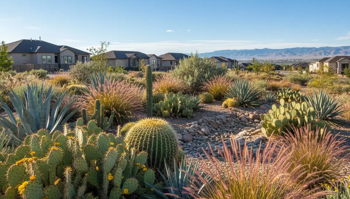 Reno NV desert landscaping with native cacti, succulents, and grasses by Chop Chop Landscaping