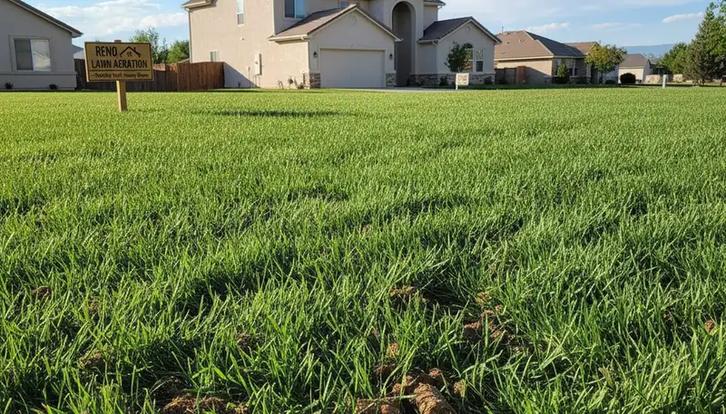 Healthy Reno NV lawn showing strong recovery after professional aeration by Chop Chop Landscaping