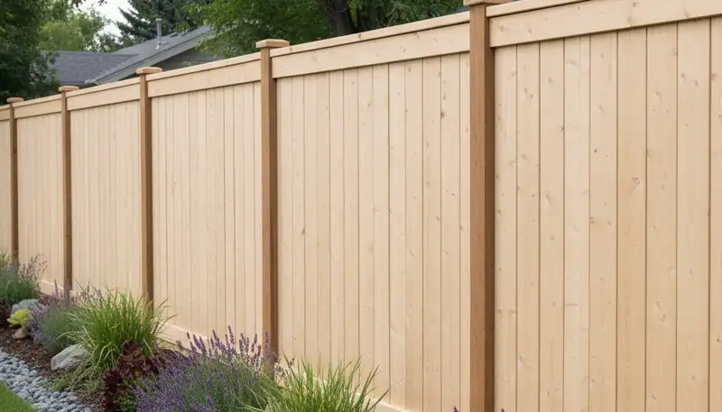 White privacy fence installation by Chop Chop Landscaping in Reno, NV showcasing expert craftsmanship